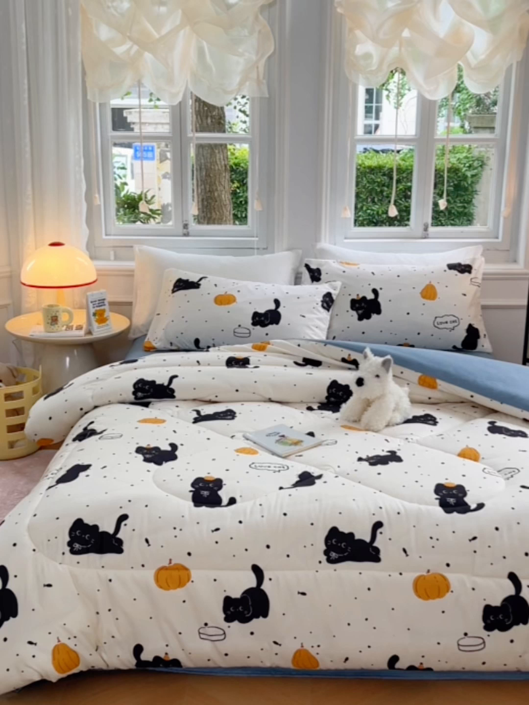 91家纺网 家纺一手货源 找家纺 VIP被业 2025新款冬被学生宿舍印花冬被上下铺多套件 快乐猫