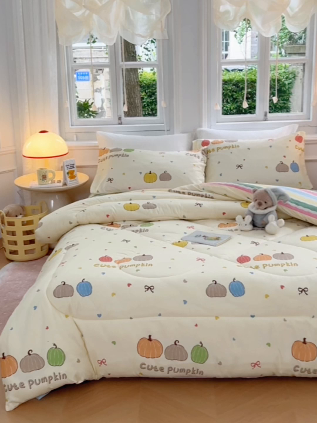 91家纺网 家纺一手货源 找家纺 VIP被业 2025新款冬被学生宿舍印花冬被上下铺多套件 南瓜派