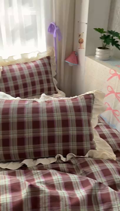 91家纺网 家纺一手货源 找家纺 美梦家纺2025新款皱皱纱花边被套床盖四件套 幻夜