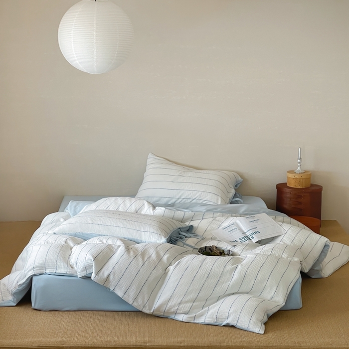 （总）小春日和2025新款皱皱纱水洗穿绳渐变工艺四件套