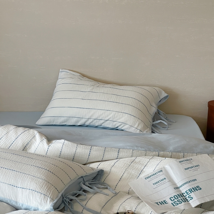 91家纺网 家纺一手货源 找家纺 （总）小春日和2025新款皱皱纱水洗穿绳渐变工艺四件套