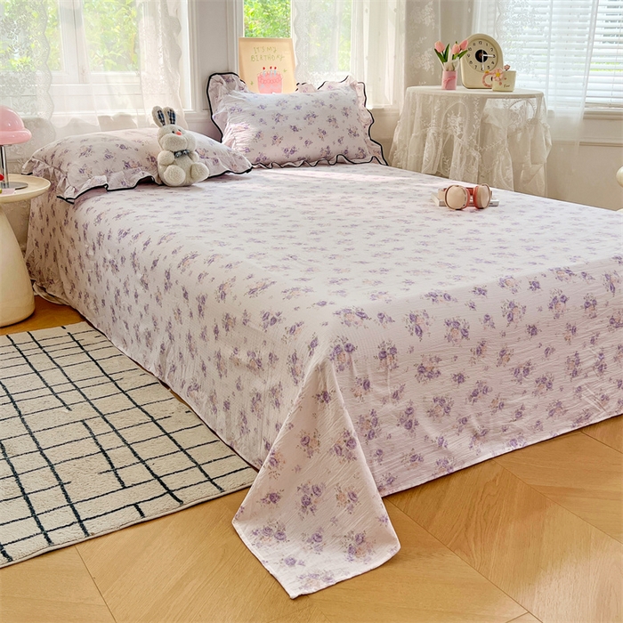 91家纺网 家纺一手货源 找家纺 （总）梦舒羽 2025新款皱皱双层纱印花床单