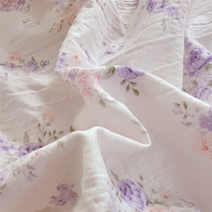 91家纺网 家纺一手货源 找家纺 （总）梦舒羽 2025新款皱皱双层纱印花床单