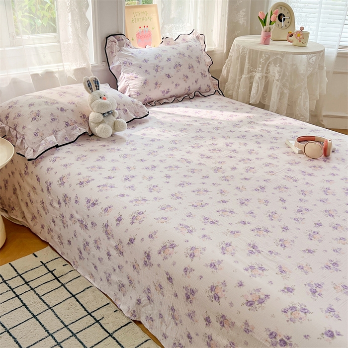 91家纺网 家纺一手货源 找家纺 （总）梦舒羽 2025新款皱皱双层纱印花床单