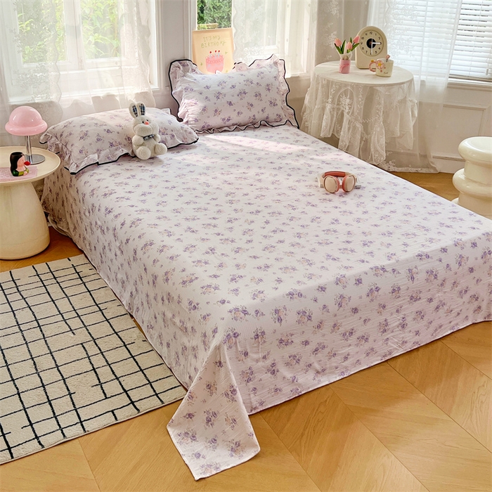 91家纺网 家纺一手货源 找家纺 （总）梦舒羽 2025新款皱皱双层纱印花床单