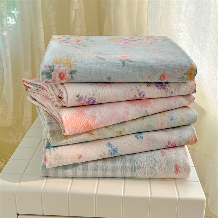 （总）梦舒羽 2025新款皱皱双层纱印花床单