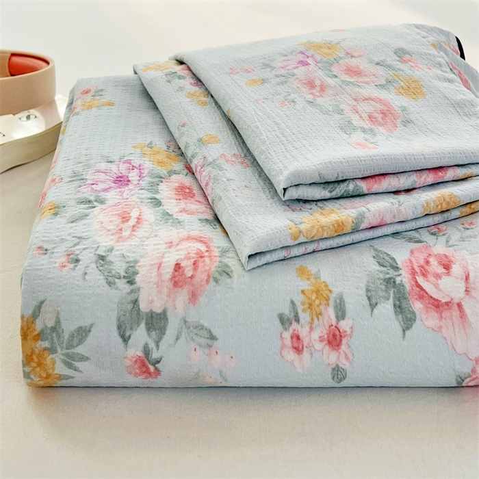 梦舒羽 2025新款皱皱双层纱印花床单繁花入梦-印花床单