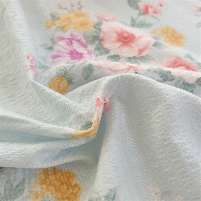 91家纺网 家纺一手货源 找家纺 梦舒羽 2025新款皱皱双层纱印花床单繁花入梦-印花床单