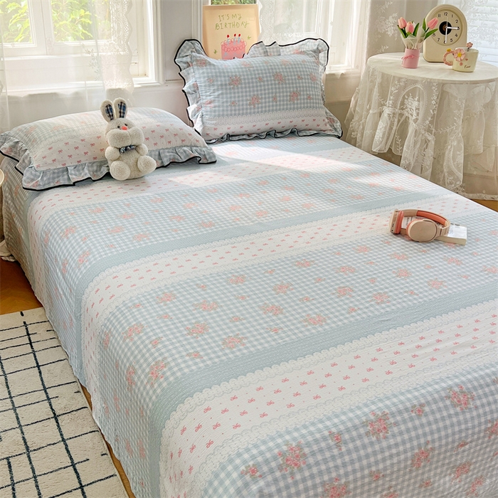 91家纺网 家纺一手货源 找家纺 梦舒羽 2025新款皱皱双层纱印花床单浮生若梦-印花床单