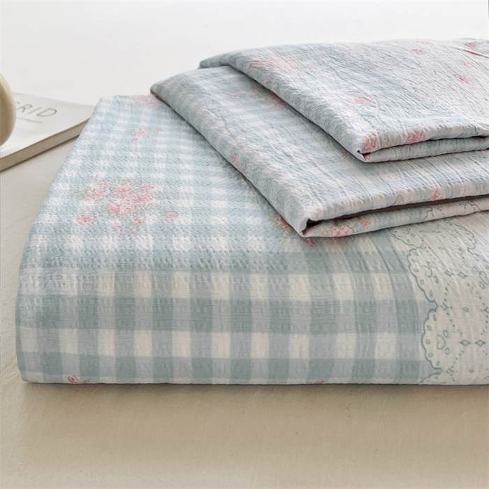 梦舒羽 2025新款皱皱双层纱印花床单浮生若梦-印花床单