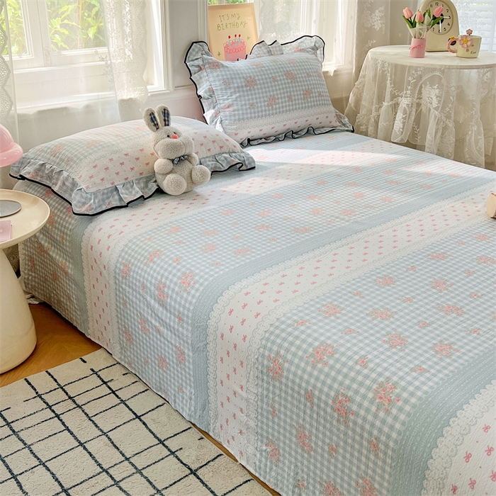 91家纺网 家纺一手货源 找家纺 梦舒羽 2025新款皱皱双层纱印花床单浮生若梦-印花床单