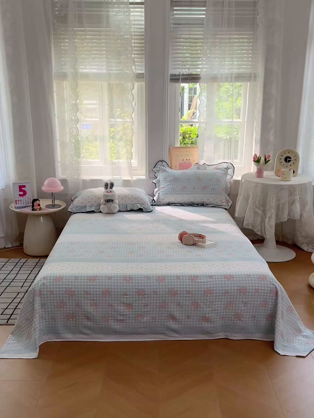 91家纺网 家纺一手货源 找家纺 梦舒羽 2025新款皱皱双层纱印花床单浮生若梦-印花床单