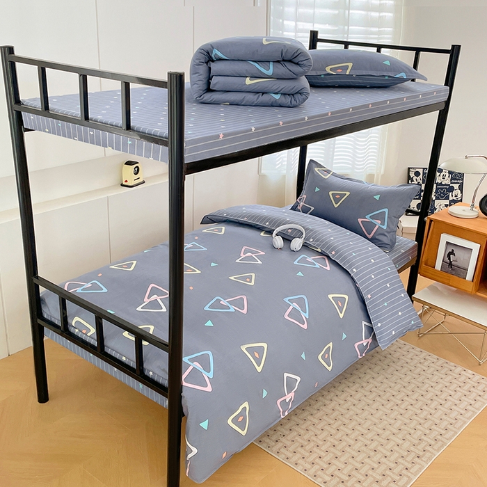 91家纺网 家纺一手货源 找家纺 锦润家纺2025新款全棉13372学生三件套纯棉宿舍六件套 快乐节奏