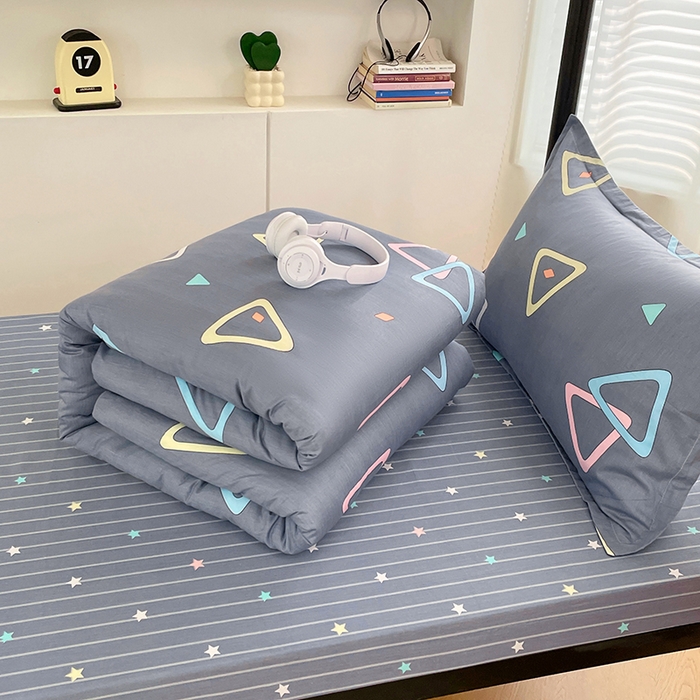 91家纺网 家纺一手货源 找家纺 锦润家纺2025新款全棉13372学生三件套纯棉宿舍六件套 快乐节奏