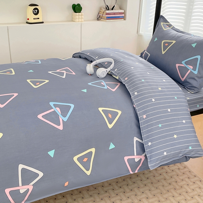 91家纺网 家纺一手货源 找家纺 锦润家纺2025新款全棉13372学生三件套纯棉宿舍六件套 快乐节奏