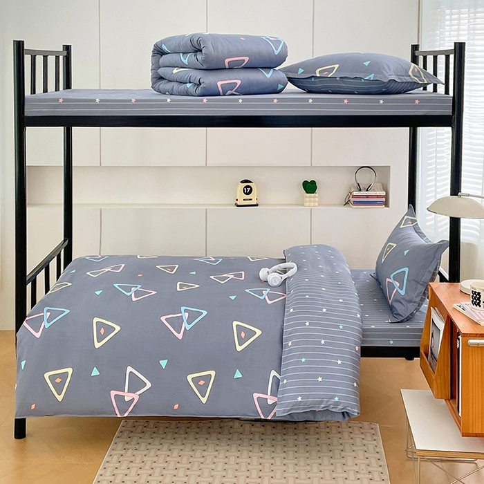 91家纺网 家纺一手货源 找家纺 锦润家纺2025新款全棉13372学生三件套纯棉宿舍六件套 快乐节奏