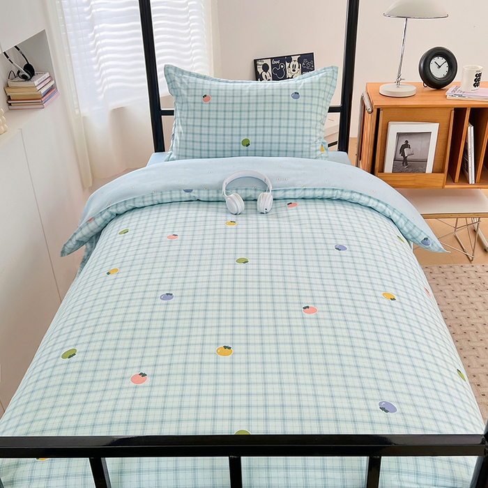 91家纺网 家纺一手货源 找家纺 锦润家纺2025新款全棉13372学生三件套纯棉宿舍六件套 水果波波