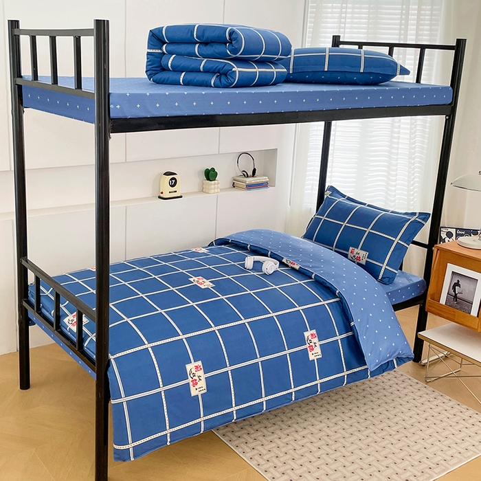 锦润家纺2025新款全棉13372学生三件套纯棉宿舍六件套 前程似锦-蓝