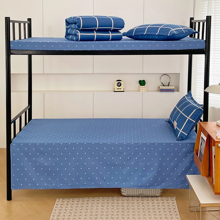 91家纺网 家纺一手货源 找家纺 锦润家纺2025新款全棉13372学生三件套纯棉宿舍六件套 前程似锦-蓝