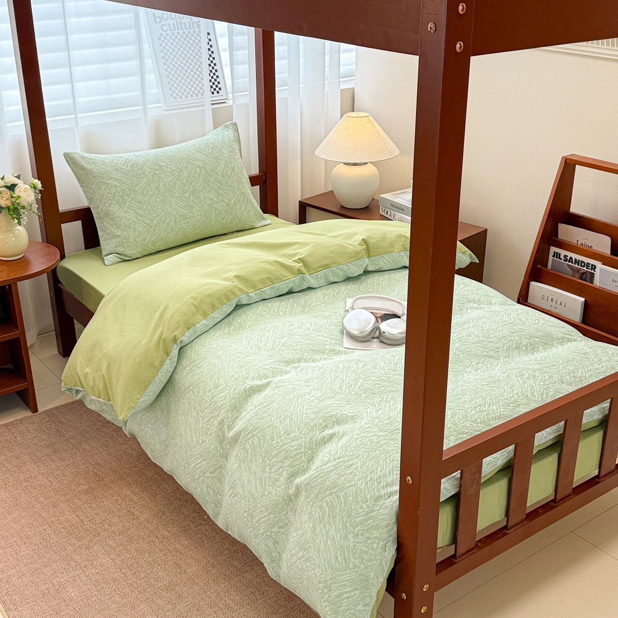 91家纺网 家纺一手货源 找家纺 （总）眠博士 2025新款A类全棉纯棉色织提花三层纱三四件套学生三件套宿舍上下铺