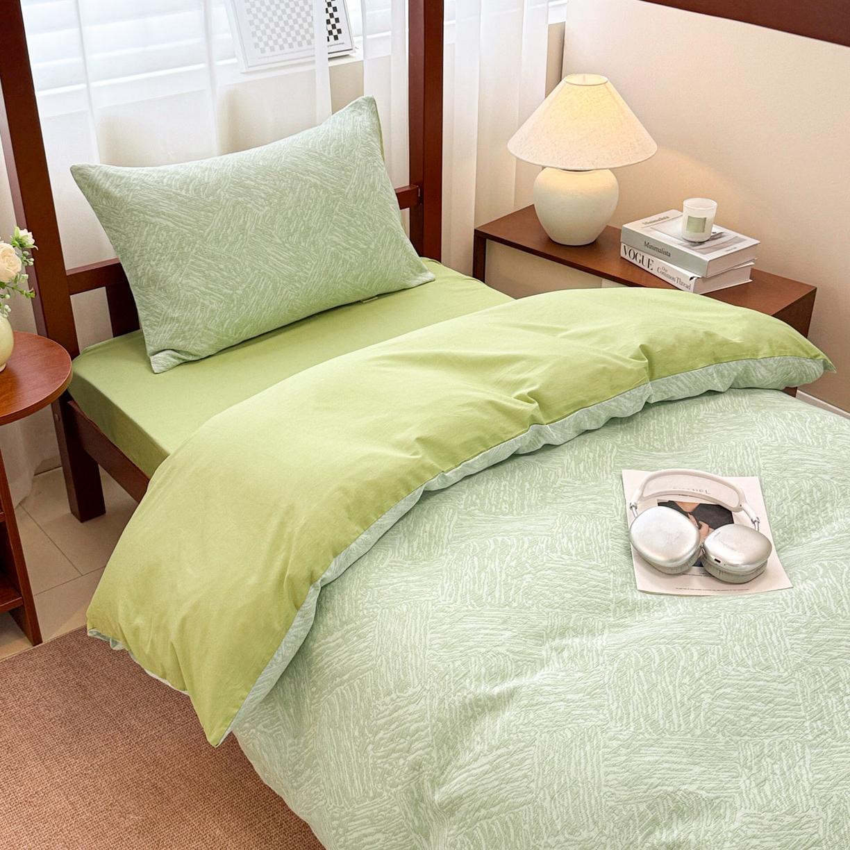 91家纺网 家纺一手货源 找家纺 （总）眠博士 2025新款A类全棉纯棉色织提花三层纱三四件套学生三件套宿舍上下铺