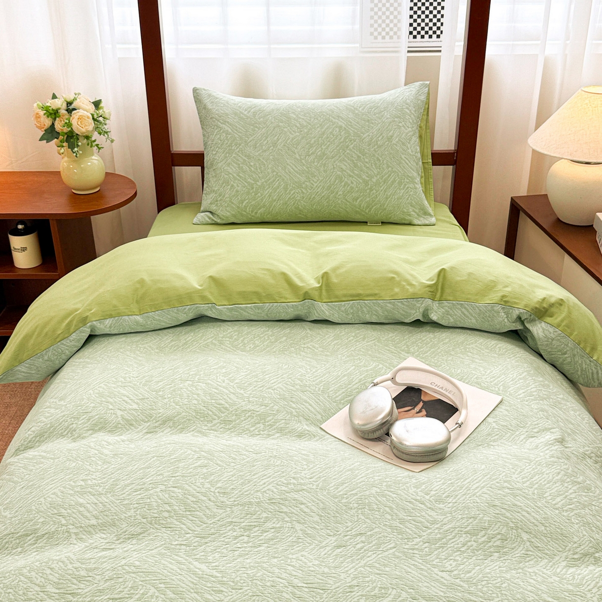 91家纺网 家纺一手货源 找家纺 （总）眠博士 2025新款A类全棉纯棉色织提花三层纱三四件套学生三件套宿舍上下铺