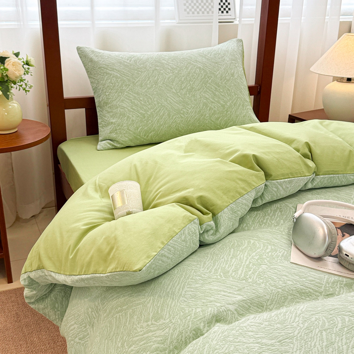 91家纺网 家纺一手货源 找家纺 （总）眠博士 2025新款A类全棉纯棉色织提花三层纱三四件套学生三件套宿舍上下铺