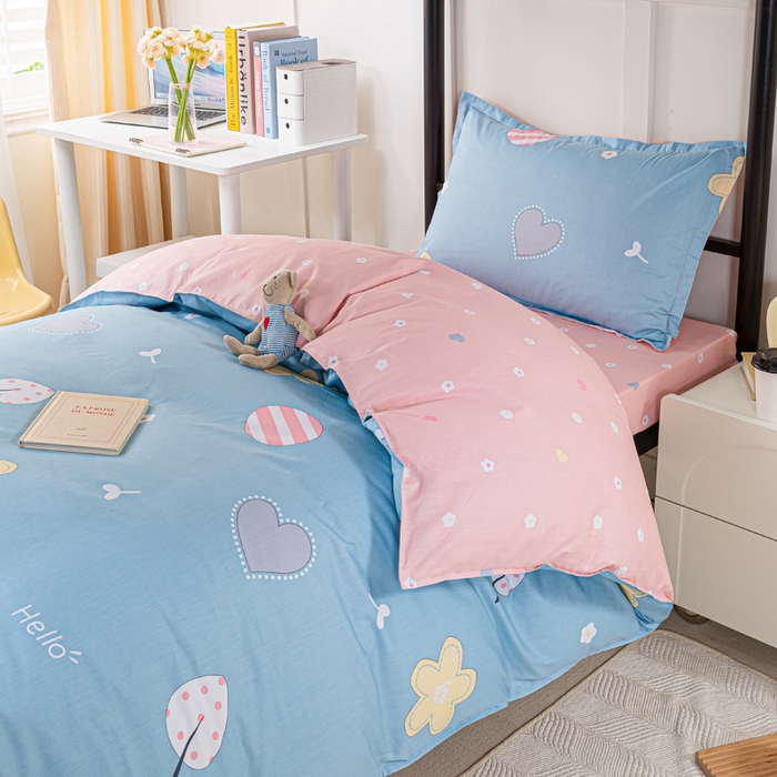 91家纺网 家纺一手货源 找家纺 锦润家纺2025新款全棉13372学生三件套纯棉宿舍六件套 甜心蜜语