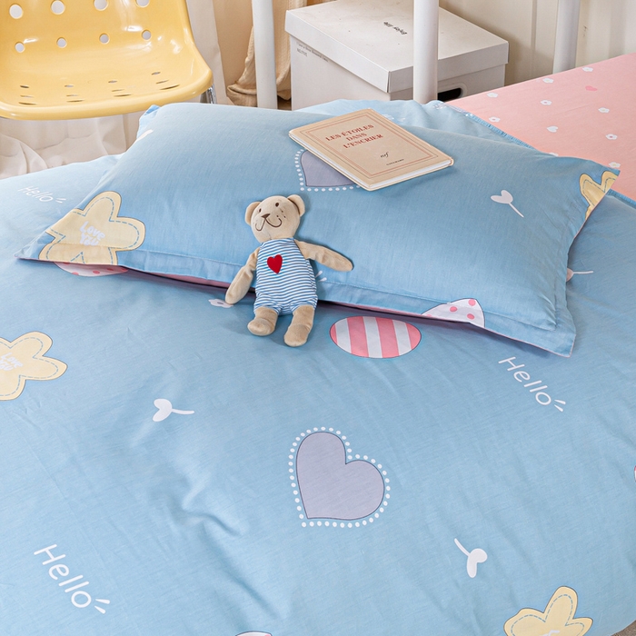 91家纺网 家纺一手货源 找家纺 锦润家纺2025新款全棉13372学生三件套纯棉宿舍六件套 甜心蜜语