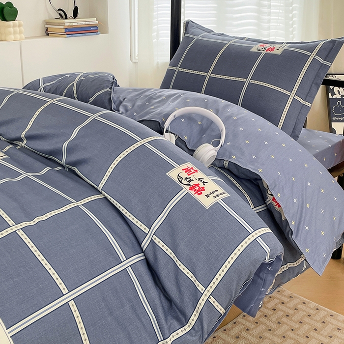 91家纺网 家纺一手货源 找家纺 锦润家纺2025新款全棉13372学生三件套纯棉宿舍六件套 前程似锦-灰