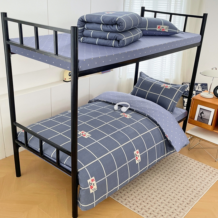 91家纺网 家纺一手货源 找家纺 锦润家纺2025新款全棉13372学生三件套纯棉宿舍六件套 前程似锦-灰