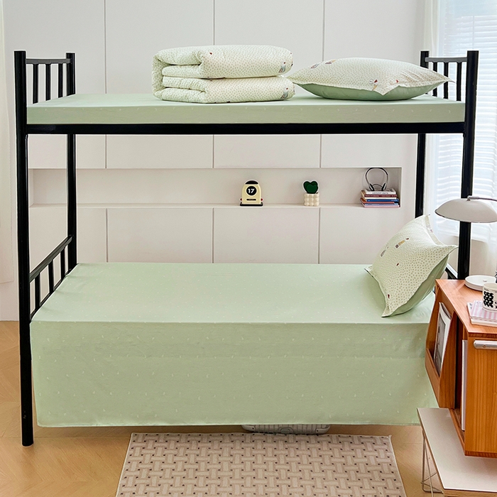 91家纺网 家纺一手货源 找家纺 锦润家纺2025新款全棉13372学生三件套纯棉宿舍六件套 奶萌兔-米