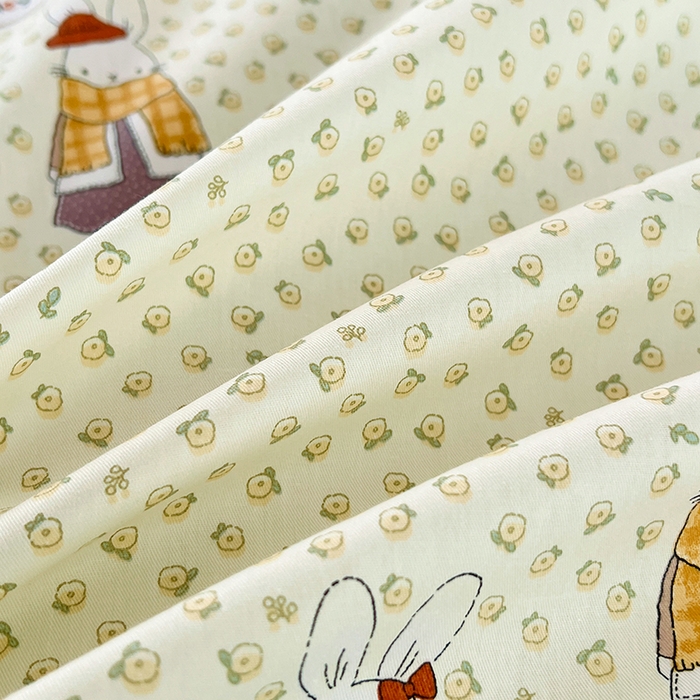 91家纺网 家纺一手货源 找家纺 锦润家纺2025新款全棉13372学生三件套纯棉宿舍六件套 奶萌兔-米