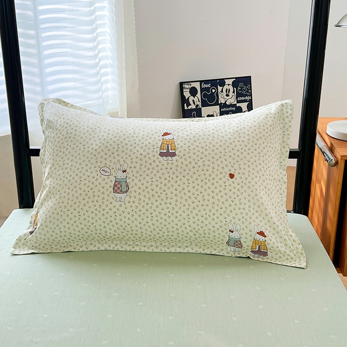 91家纺网 家纺一手货源 找家纺 锦润家纺2025新款全棉13372学生三件套纯棉宿舍六件套 奶萌兔-米