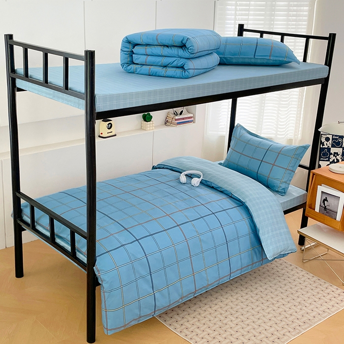 91家纺网 家纺一手货源 找家纺 锦润家纺2025新款全棉13372学生三件套纯棉宿舍六件套 罗马-蓝