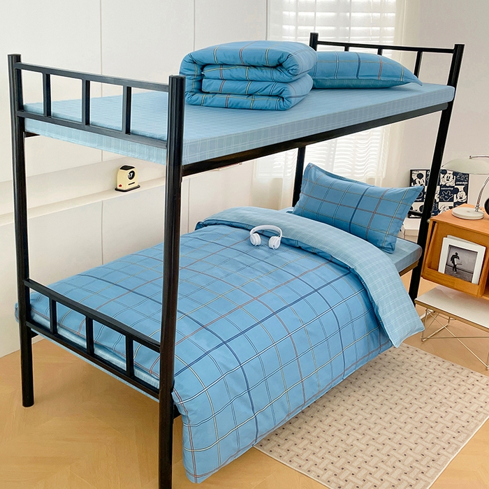 91家纺网 家纺一手货源 找家纺 锦润家纺2025新款全棉13372学生三件套纯棉宿舍六件套 罗马-蓝