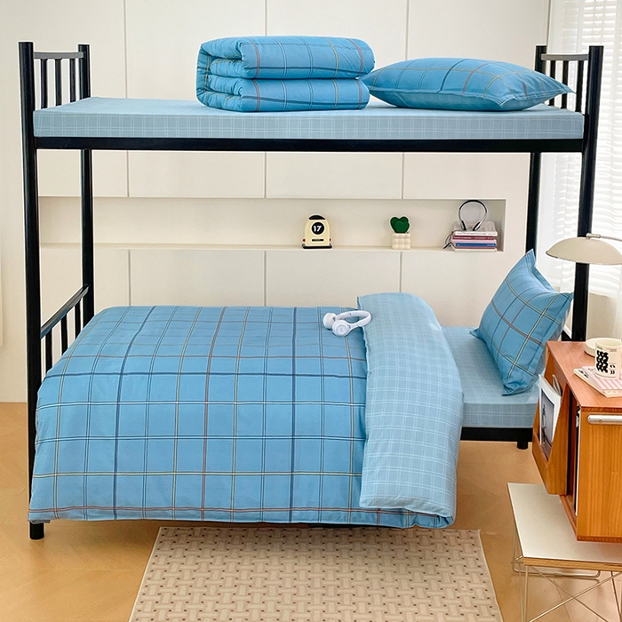 91家纺网 家纺一手货源 找家纺 锦润家纺2025新款全棉13372学生三件套纯棉宿舍六件套 罗马-蓝