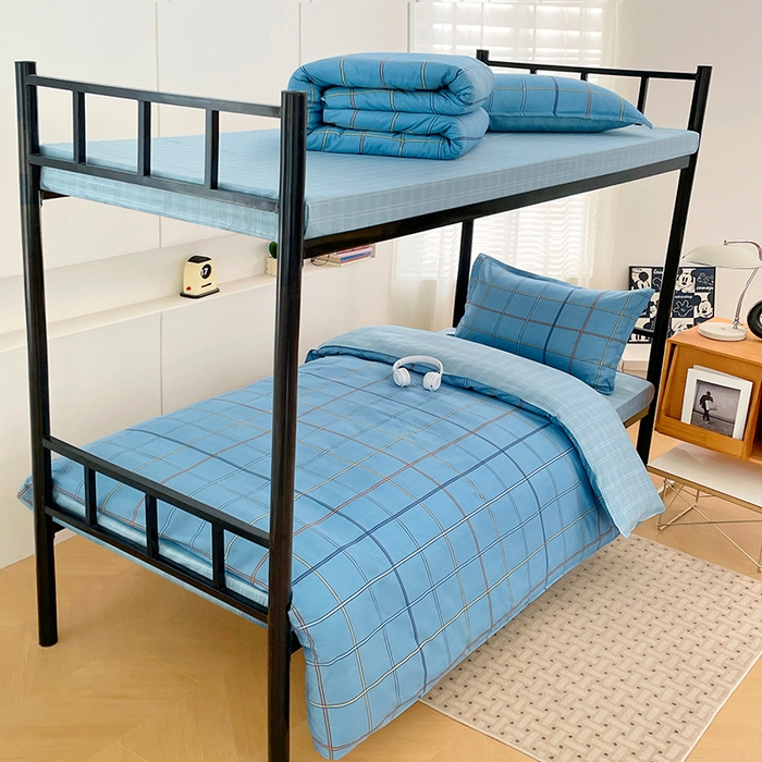 91家纺网 家纺一手货源 找家纺 锦润家纺2025新款全棉13372学生三件套纯棉宿舍六件套 罗马-蓝