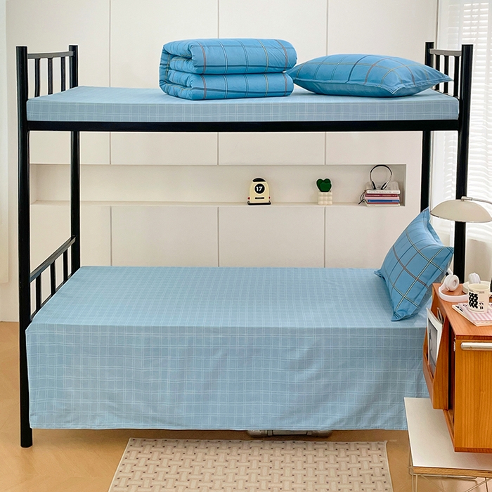 91家纺网 家纺一手货源 找家纺 锦润家纺2025新款全棉13372学生三件套纯棉宿舍六件套 罗马-蓝