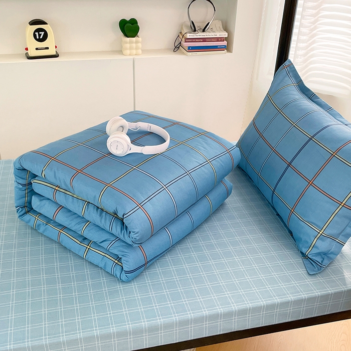 91家纺网 家纺一手货源 找家纺 锦润家纺2025新款全棉13372学生三件套纯棉宿舍六件套 罗马-蓝