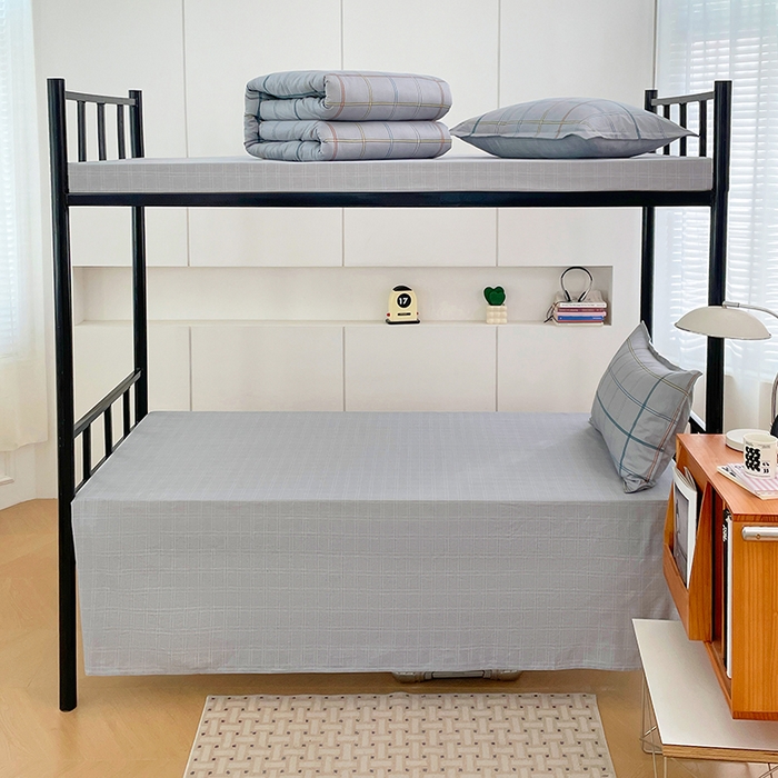 91家纺网 家纺一手货源 找家纺 锦润家纺2025新款全棉13372学生三件套纯棉宿舍六件套 罗马-灰