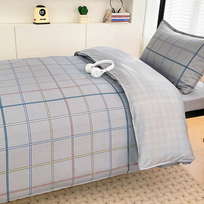 91家纺网 家纺一手货源 找家纺 锦润家纺2025新款全棉13372学生三件套纯棉宿舍六件套 罗马-灰