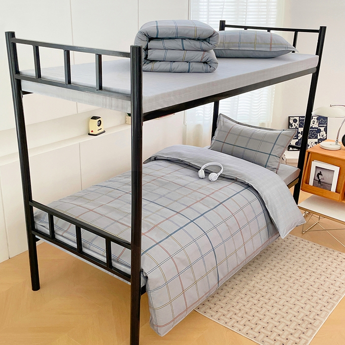 91家纺网 家纺一手货源 找家纺 锦润家纺2025新款全棉13372学生三件套纯棉宿舍六件套 罗马-灰