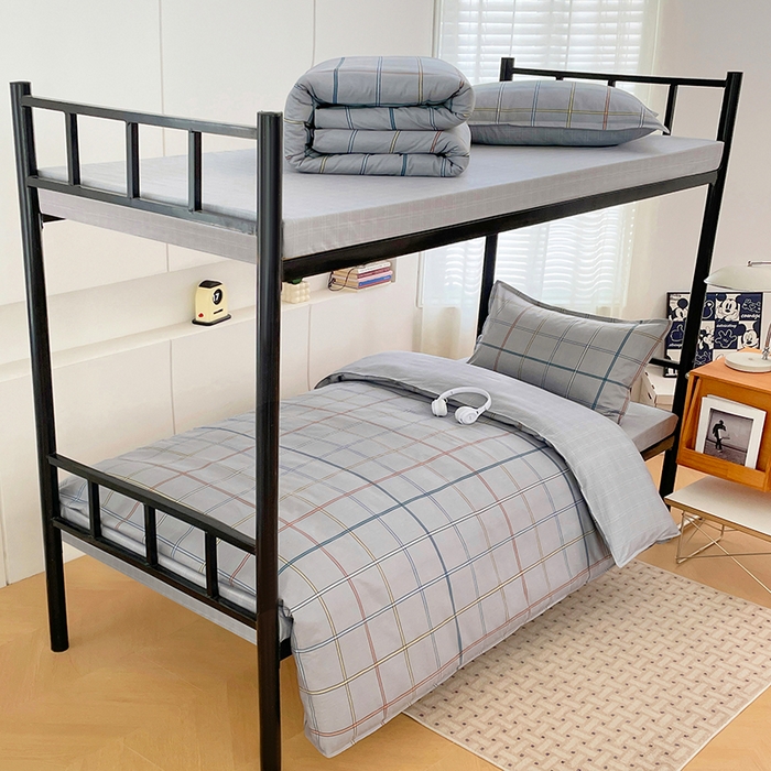 91家纺网 家纺一手货源 找家纺 锦润家纺2025新款全棉13372学生三件套纯棉宿舍六件套 罗马-灰