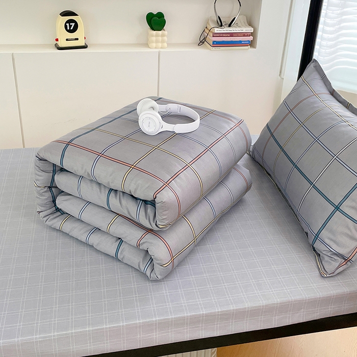 91家纺网 家纺一手货源 找家纺 锦润家纺2025新款全棉13372学生三件套纯棉宿舍六件套 罗马-灰