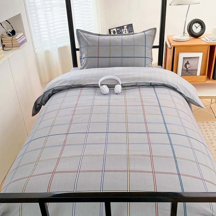 91家纺网 家纺一手货源 找家纺 锦润家纺2025新款全棉13372学生三件套纯棉宿舍六件套 罗马-灰