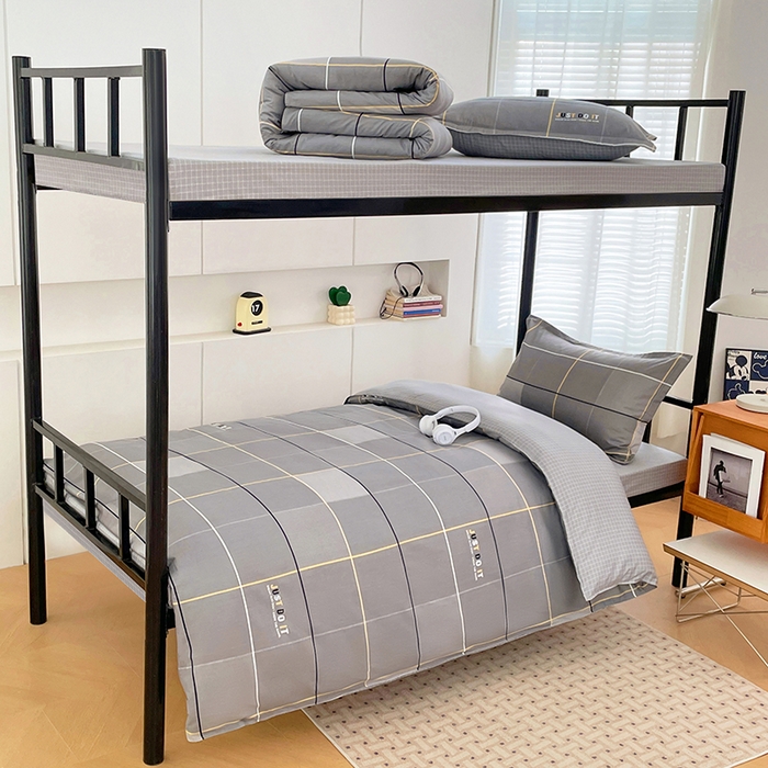 锦润家纺2025新款全棉13372学生三件套纯棉宿舍六件套 卡里尔-灰