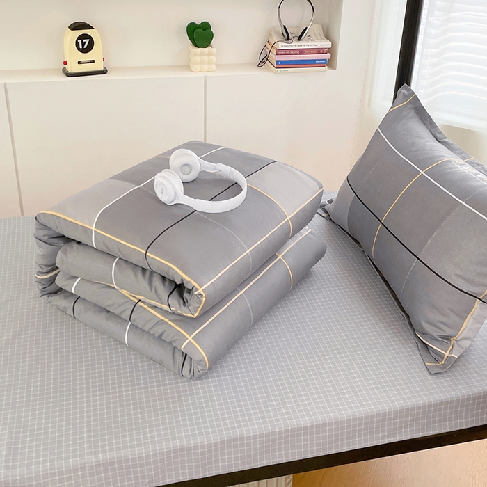 91家纺网 家纺一手货源 找家纺 锦润家纺2025新款全棉13372学生三件套纯棉宿舍六件套 卡里尔-灰