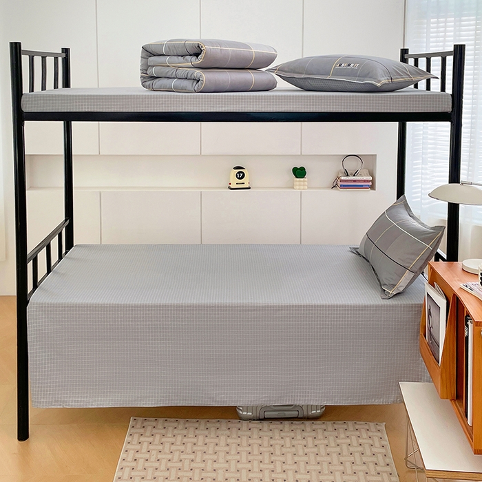 91家纺网 家纺一手货源 找家纺 锦润家纺2025新款全棉13372学生三件套纯棉宿舍六件套 卡里尔-灰