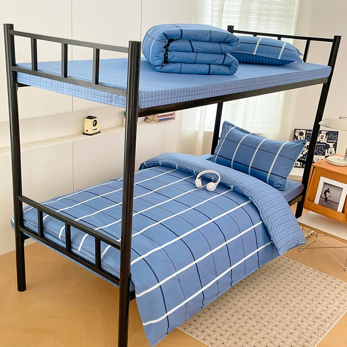 91家纺网 家纺一手货源 找家纺 锦润家纺2025新款全棉13372学生三件套纯棉宿舍六件套 格鲁特-蓝